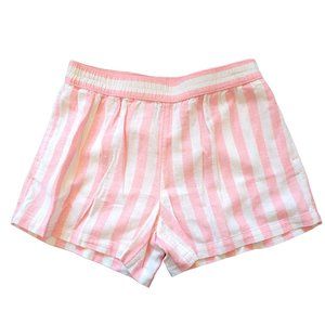 Old Navy Girls Shorts Pink White Striped Elastic Waist Sz 5 XS Linen JJ3029